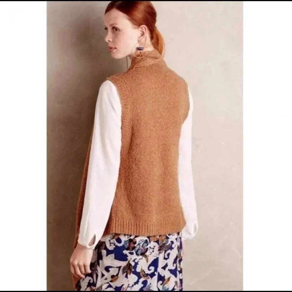 Anthropologie Sunday in Brooklyn Braided Open Sweater Vest Size Medium - Picture 2 of 10